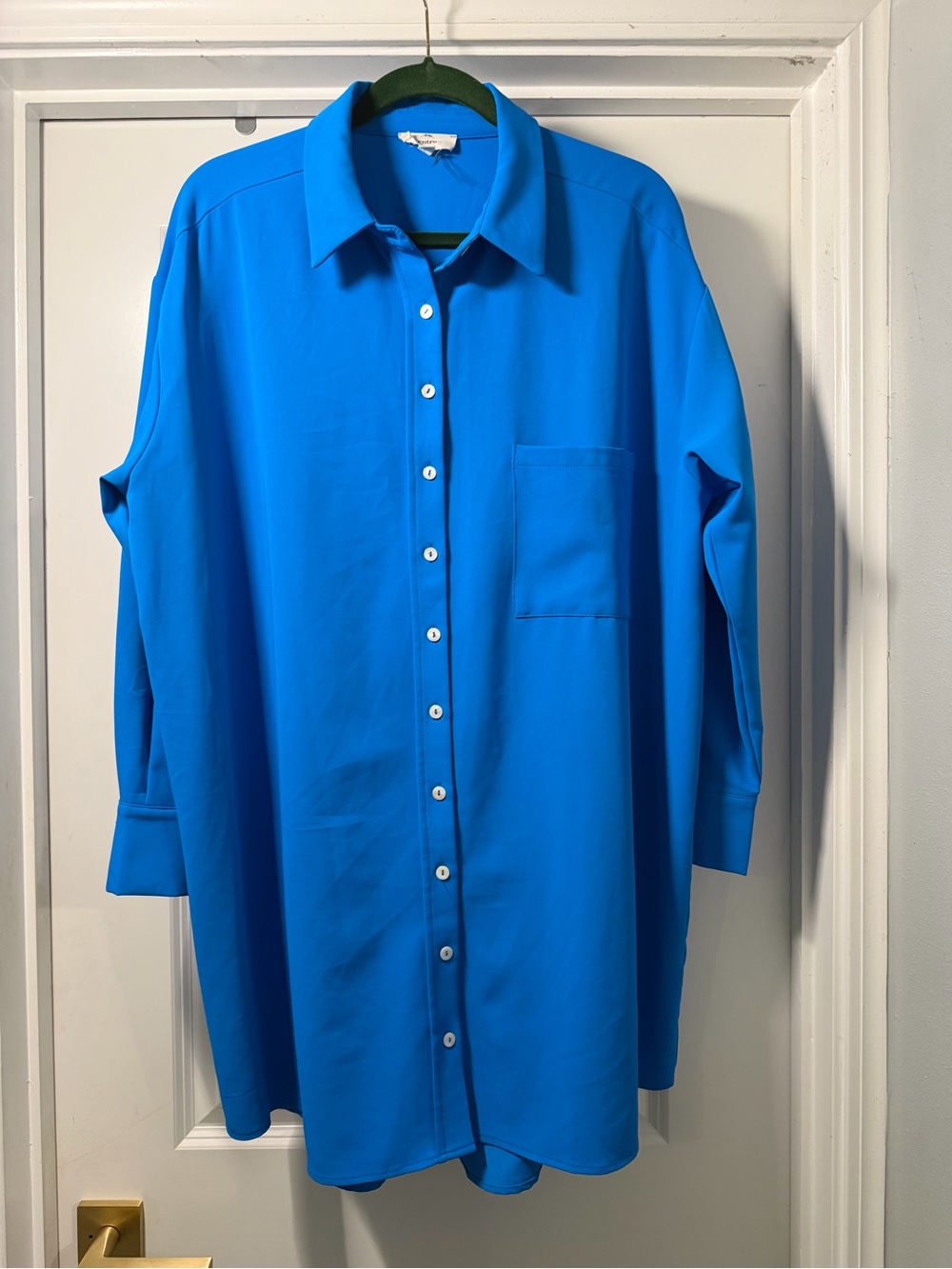 Women’s entro Bright Blue Button-Down Shirt Dress size lg